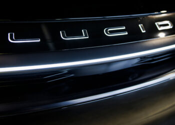 A Lucid Air electric vehicle (EV) at the company's showroom in Tysons, Virginia, US, on Saturday, Feb. 17, 2024. Lucid Group Inc. is scheduled to release earnings figures on February 21. Photographer: Samuel Corum/Bloomberg