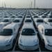 Geely Automobile Holdings Ltd.'s Zeekr electric vehicles bound for shipment to Europe at the Port of Taicang in Taicang, Jiangsu Province, China, on Thursday, Aug. 24, 2023. Geely, one of China's largest independent carmakers, posted first-half earnings that beat estimates, weathering a price war that continues to hit the industry. Bloomberg
