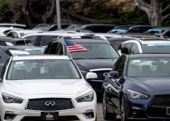 Used vehicles for sale at a dealership in Colma, California, US, on Friday, June 21, 2024. CDK Global, a software provider to some 15,000 car dealers, was waylaid by debilitating cyberattacks this week that have had a crippling effect on the auto sales industry. Photographer: David Paul Morris/Bloomberg