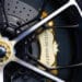 A brake detail on the Valhalla plug-in hybrid supercar, manufactured by Aston Martin Lagonda Global Holdings Plc, during its reveal event in Silverstone, U.K., on Thursday, July 15, 2021. The 950-horsepower plug-in hybrid, boasting futuristic lines and a distinct front, will be the middle child of Aston Martin's mid-engine sports car line, priced below the 2.5 million-pound ($3.5 million) Valkyrie and above the Vantage. Photographer: Darren Staples/Bloomberg