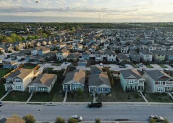 Single family homes in San Marcos, Texas. Photographer: Jordan Vonderhaar/Bloomberg