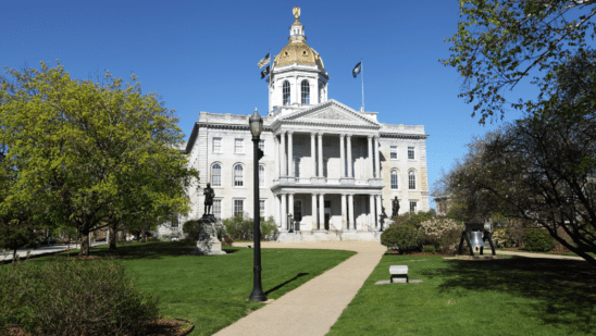 New Hampshire state house lawn view