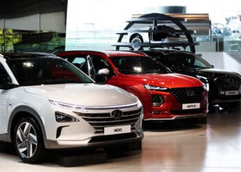 Hyundai Motor Co. vehicles stand on display at the company's Motorstudio showroom in Goyang, South Korea, on Friday, July 19, 2019. Hyundai is scheduled to release second-quarter earnings result on July 22. Photographer: SeongJoon Cho/Bloomberg