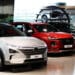 Hyundai Motor Co. vehicles stand on display at the company's Motorstudio showroom in Goyang, South Korea, on Friday, July 19, 2019. Hyundai is scheduled to release second-quarter earnings result on July 22. Photographer: SeongJoon Cho/Bloomberg