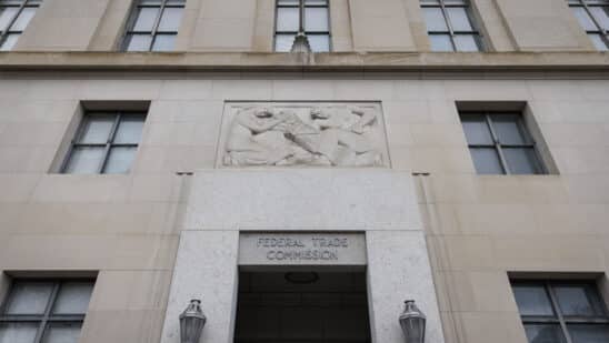 The Federal Trade Commission (FTC) headquarters in Washington, DC, US, on Friday, Feb. 17, 2023. A slew of business groups joined the US Chamber of Commerce in opposing the FTC's proposal to ban non-compete agreements, arguing it would limit their ability to protect confidential information.
