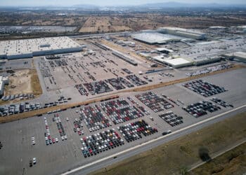 Vehicles parked at General Motors Co. Silao Complex in Silao, Guanajuato state, Mexico.