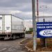 A truck enters the Ford Windsor Engine Plant in Windsor, Ontario, Canada, on Tuesday, Feb. 4, 2025. US President Donald Trump's proposed tariffs against Canada and Mexico would threaten production at automakers across North America and send record vehicle prices even higher, with about a quarter of a trillion dollars in trade that would be disrupted. Photographer: Emily Elconin/Bloomberg