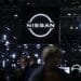 Signage for Nissan Motor Co. displayed at the Tokyo Auto Salon in Chiba, Japan, on Friday, Jan. 10, 2025. The annual event runs through Jan. 12. Photographer: Kiyoshi Ota/Bloomberg