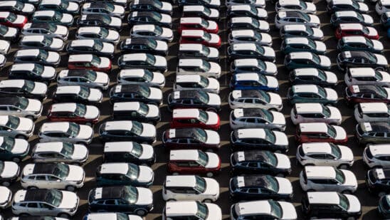 Kia vehicles at the Port of Seattle in Seattle, Washington, US, on Wednesday, Oct. 2, 2024. Dockworkers walked out of every major port on the US East and Gulf coasts for the first time in nearly 50 years, staging a strike that could ripple across the world's largest economy and cause political turmoil just weeks before the presidential election.