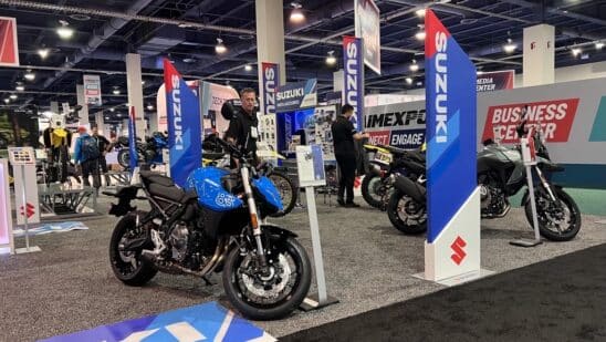 motorcycles on display at AIMExpo tradeshow