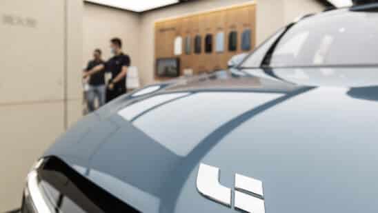 A Li One electric sport utility vehicle (SUV) on display at a Li Auto Inc. showroom in Shanghai. Photographer: Qilai Shen/Bloomberg