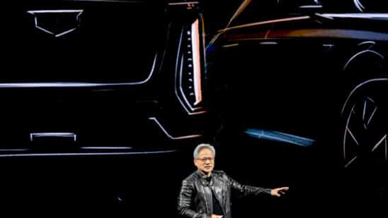 Jensen Huang, co-founder and chief executive officer of Nvidia Corp., speaks during the Nvidia GPU Technology Conference (GTC) in San Jose, California, US, on Tuesday, March 18, 2025. Nvidia Corp., the chipmaker thats become synonymous with the artificial intelligence boom, said it will help General Motors Co. develop self-driving vehicles and work with the telecom industry on new 6G networks. Photographer: David Paul Morris/Bloomberg