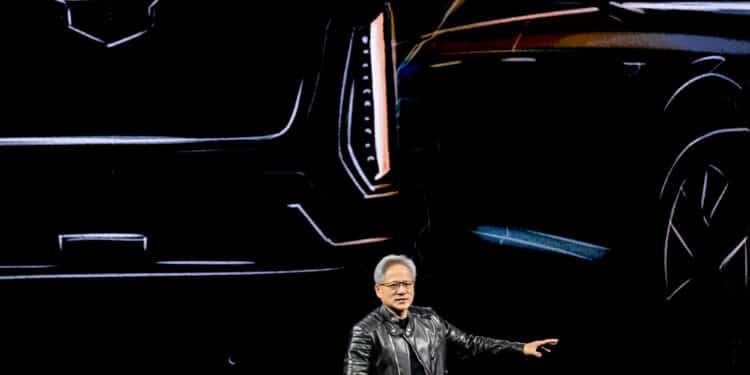 Jensen Huang, co-founder and chief executive officer of Nvidia Corp., speaks during the Nvidia GPU Technology Conference (GTC) in San Jose, California, US, on Tuesday, March 18, 2025. Nvidia Corp., the chipmaker thats become synonymous with the artificial intelligence boom, said it will help General Motors Co. develop self-driving vehicles and work with the telecom industry on new 6G networks. Photographer: David Paul Morris/Bloomberg