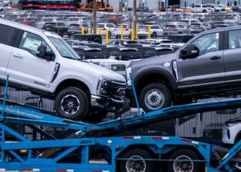 New Chevrolet trucks in Baltimore, Maryland, US. Photographer: Nathan Howard/Bloomberg