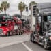 A semi-truck carrying new vehicles at the Otay Mesa port of entry in San Diego, California.