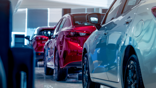 luxury cars at dealership