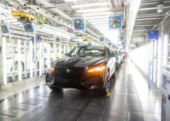 A Jaguar F Pace sports utility vehicle (SUV) at the end of the production line at Tata Motors Ltd.'s Jaguar Land Rover vehicle manufacturing plant in Solihull, UK, on Friday, Jan. 20, 2023. Tata Motors are due to report their latest results on Wednesday.