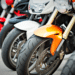 colorful motorcycles lined up