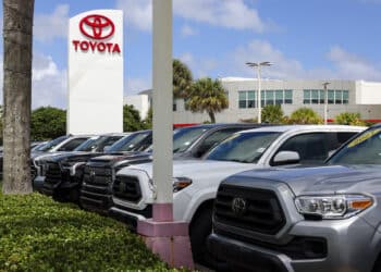 Used vehicles displayed for sale at a Toyota Motor Corp. dealership in Miami, Florida, US, on Saturday, April 5, 2025. Car buyers have been rushing to US showrooms to lock in deals before potential price hikes, and automakers are bracing for significant potential cost increases and supply-chain turmoil, with some companies planning to temporarily halt production or reduce overtime. Photographer: Eva Marie Uzcategui/Bloomberg