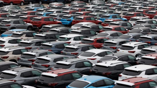 General Motors Co. Chevrolet and Buick vehicles bound for export at the Port of Incheon in South Korea. Photographer: SeongJoon Cho/Bloomberg