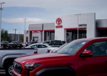 New vehicles for sale at a Toyota dealership in El Centro, California, US. Photographer: Eric Thayer/Bloomberg