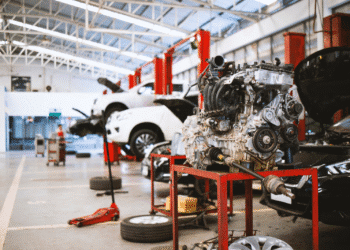 cars being serviced at dealership
