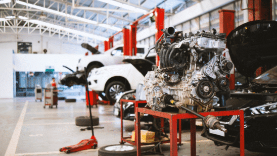 cars being serviced at dealership