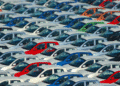A series of cars, all lined up