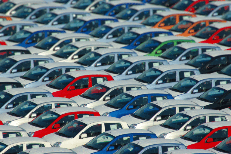 A series of cars, all lined up