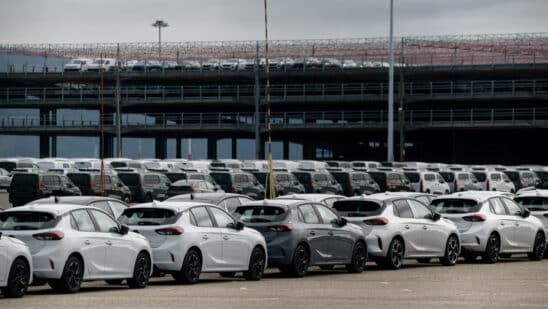 Newly manufactured Stellantis NV vehicles at the commercial port in Vigo, Spain, on Tuesday, July 22, 2025. Cars and tariff levels on agriculture have emerged as key sticking points between the European Union and the US as the two sides work toward a provisional trade agreement in the coming days, according to people familiar with the matter. Photographer: Brais Lorenzo/Bloomberg
