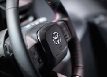 The steering wheel of a Toyota Motor Corp. RAV4. Photographer: Akio Kon/Bloomberg