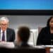 Jerome Powell, chairman of the US Federal Reserve, left, and Lisa Cook, governor of the US Federal Reserve, during the Federal Reserve Board open meeting in Washington, DC, US, on Wednesday, June 25, 2025. The Federal Reserve unveiled plans to roll back an important capital rule that big banks have said limits their ability to hold more Treasuries and act as intermediaries in the $29 trillion market. Photographer: Al Drago/Bloomberg
