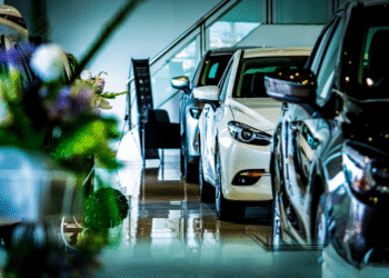car dealership lobby view by windows