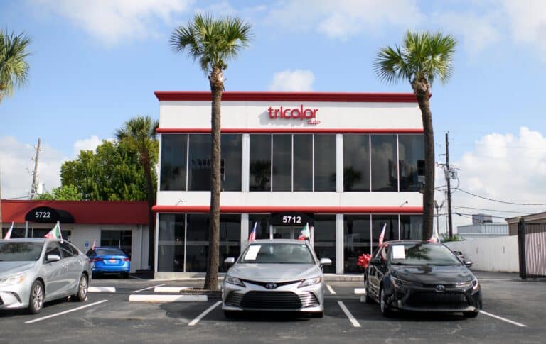 A Tricolor dealership in Houston, Texas, US, on Thursday, Sept. 11, 2025. Tricolor Holdings, a used car seller and subprime lender that focuses on undocumented immigrants in the US Southwest, filed to liquidate in bankruptcy. US prosecutors are also looking into allegations of fraud by the company.