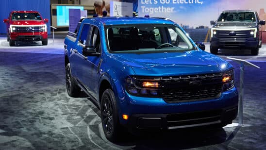 A 2024 Ford Maverick hybrid pickup. Photographer: Bing Guan/Bloomberg