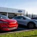 Ford EV vehicles at a Ford dealership in Richmond, California. Photographer: David Paul Morris/Bloomberg