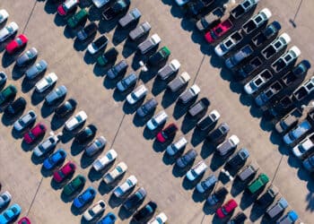 Vehicles at a Ford dealership in Fontana, California, US, on Wednesday, Oct 15, 2025. Ford Motor Co. is scheduled to release earnings figures on October 23. Photographer: Kyle Grillot/Bloomberg