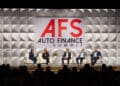 From left: Auto Finance News' Amanda Harris, Capital One's Annie Fallows, Hyundai Capital America's Daniel Novotny, Bank of America's Tim Owens, Wells Fargo Auto's Kevin Reen at AFS 2025.