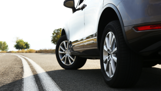 car on road close up