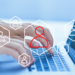 digital hiring laptop stock image