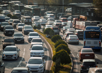 cars on busy road