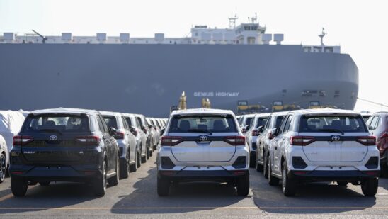Toyota vehicles at the Port of Nagoya in Japan. Photographer: Toru Hanai/Bloomberg
