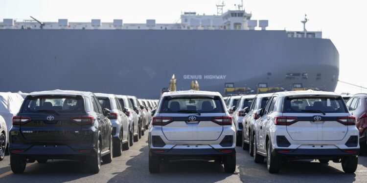 Toyota vehicles at the Port of Nagoya in Japan. Photographer: Toru Hanai/Bloomberg