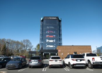 A Carvana vending machine in Uniondale, New York, US, on Tuesday, April 16, 2024. Carvana Co. is scheduled to release earnings figures on May 1. Photographer: Angus Mordant/Bloomberg