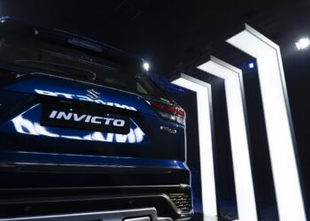 The Maruti Suzuki India Ltd. Invicto sport-utility vehicle during its launch in Gurgaon, India, on Wednesday, July 5, 2023. Maruti, known for making affordable cars for the mass market, unveiled a new SUV with a base price of 2.48 million rupees ($30,200) as it aims for a more affluent consumer base. Photographer: Ruhani Kaur/Bloomberg