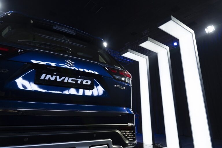 The Maruti Suzuki India Ltd. Invicto sport-utility vehicle during its launch in Gurgaon, India, on Wednesday, July 5, 2023. Maruti, known for making affordable cars for the mass market, unveiled a new SUV with a base price of 2.48 million rupees ($30,200) as it aims for a more affluent consumer base. Photographer: Ruhani Kaur/Bloomberg