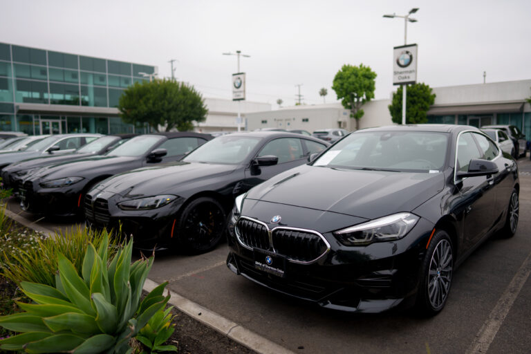 New BMW vehicles for sale at a BMW dealership in Los Angeles, California, US, on Wednesday, April 30, 2025. Companies around the world are sounding a warning that US President Donald Trump's import tariffs are beginning to wreak havoc on their businesses. Photographer: Eric Thayer/Bloomberg