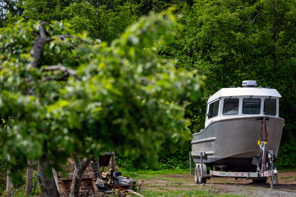 A closed cabin aluminum boat outside a manufacturing facility in Chemainus, British Columbia, Canada, on Friday, May 9, 2025. Statistics Canada (STCA) is scheduled to release manufacturing sales figures on May 15.