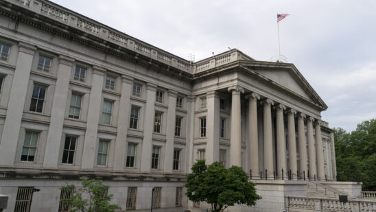 The US Treasury building in Washington.