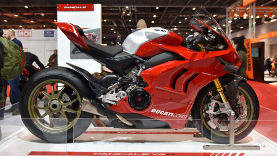 A Ducati Panigale V4 motorcycle.